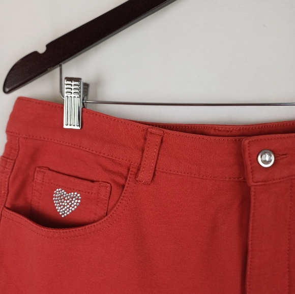 NWT Quacker Factory Jeans Bootcut Dream Jeannes Spice Red Size 14 A210151 - Picture 3 of 8